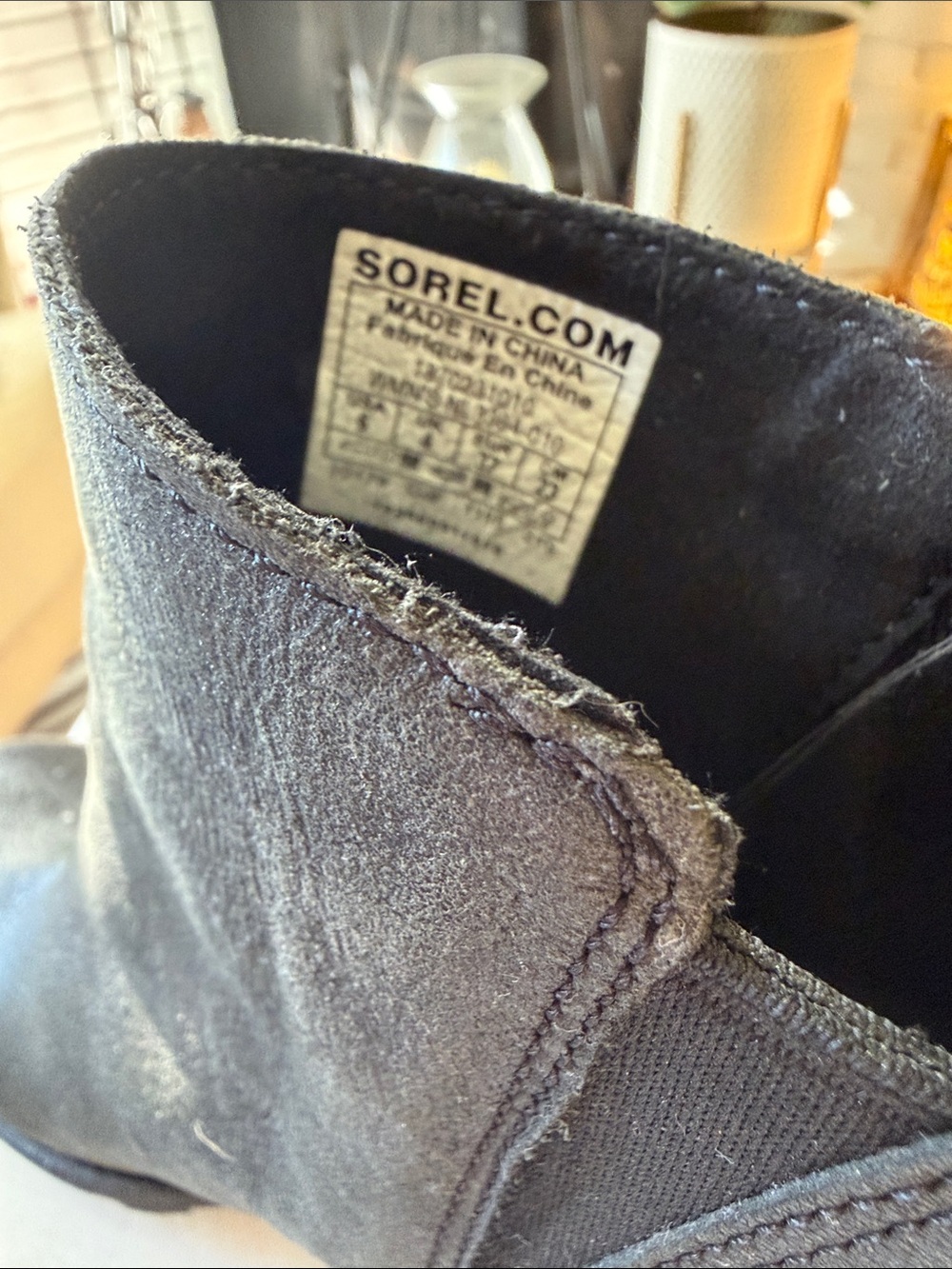 Sorel Black Wedge Ankle Booties with Side Zip - Picture 3 of 4